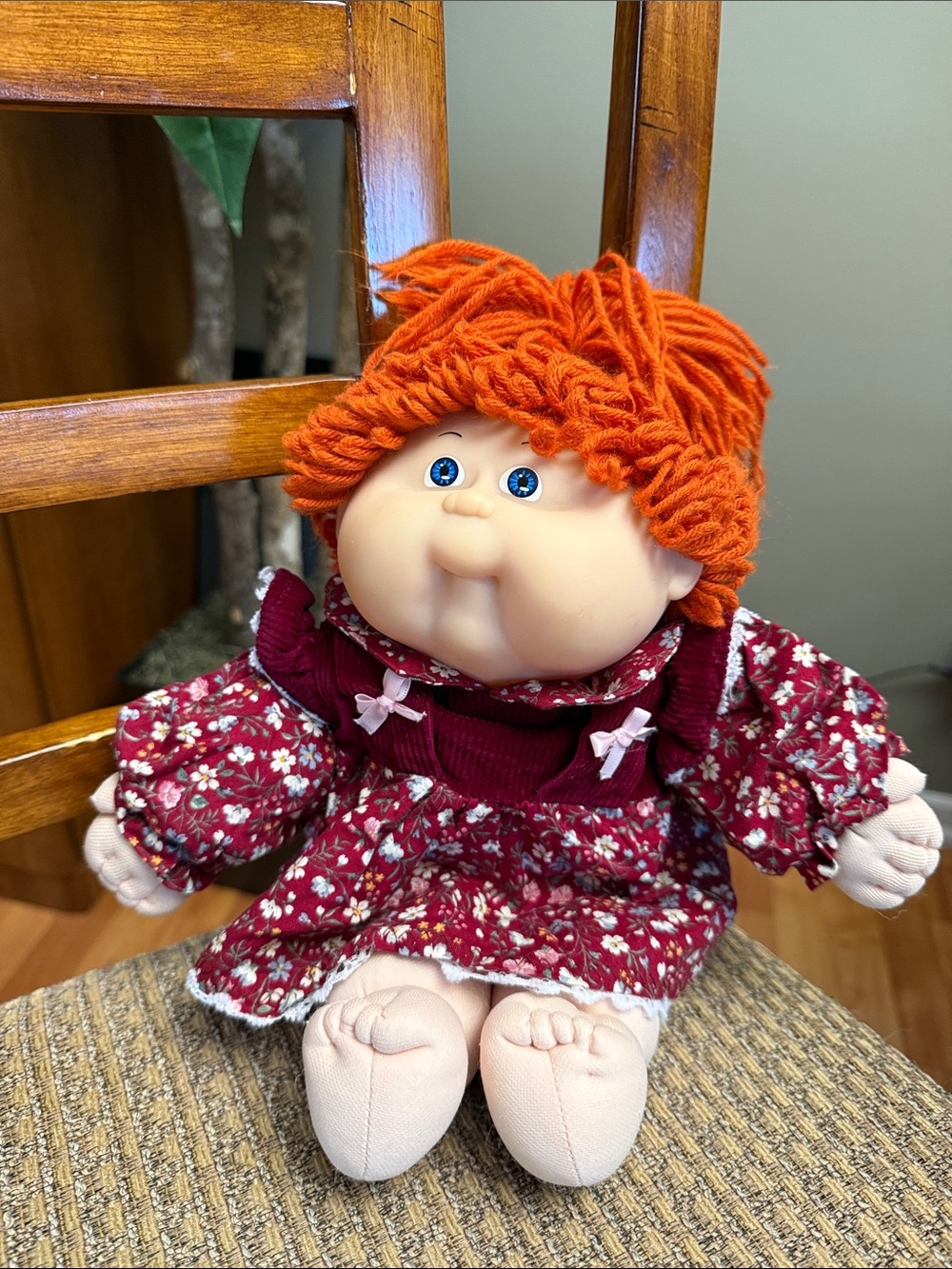 Vintage 1995 Cabbage Patch Plush Doll Soft Body Orange Yarn Hair Xavier Roberts
